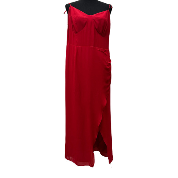 NWT Reformation Pisa Red Crepe Maxi Strap Open Back Dress Size 14 - Picture 2 of 11